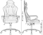 Gaming Chair Racing Chair Office Chair Ergonomic High-Back Leather Chair Reclining Computer Desk Chair Executive Swivel Rolling Chair with Adjustable Headrest Lumbar Support for Women, Men-2