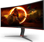 CU34G2X 34" Curved Frameless Immersive Gaming Monitor, Ultrawide QHD 3440X1440, VA Panel, 1Ms 144Hz Adaptive-Sync, Height Adjustable, 3-Yr Zero Dead Pixels, Black/Red