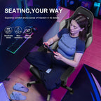 Gaming Chair with Footrest, Ergonomic Computer Game Desk Chair, Reclining Gaming Chair Seat Height Adjustment, Swivel Rocker with Headrest and Lumbar (Gray)-2