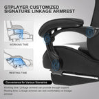 Gaming Chair, Computer Chair with Footrest and Lumbar Support, Height Adjustable Game Chair with 360°-Swivel Seat and Headrest and for Office or Gaming (Fabric, Black & Light Gray)-3