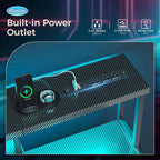 Computer Desk, 48 Inch Gaming Desk with Led Lights & Power Outlet,