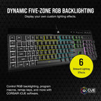 K55 RGB Pro-Dynamic RGB Backlighting - Six Macro Keys with Elgato Stream Deck Software Integration-Ip42 Dust and Spill Resistant-Detachable Palm Rest-Dedicated Media and Volume Keys, Black