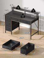 Computer Desk with Power Outlets & LED Light, 39 Inch Home Office Desk