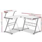 Artiss Computer Desk L-Shape Keyboard Tray Shelf White