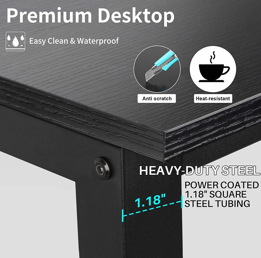 Black Computer Desk with Hutch and Bookshelf-2