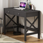 Computer Desk with USB Charging Ports and Power Outlets, 39" Black