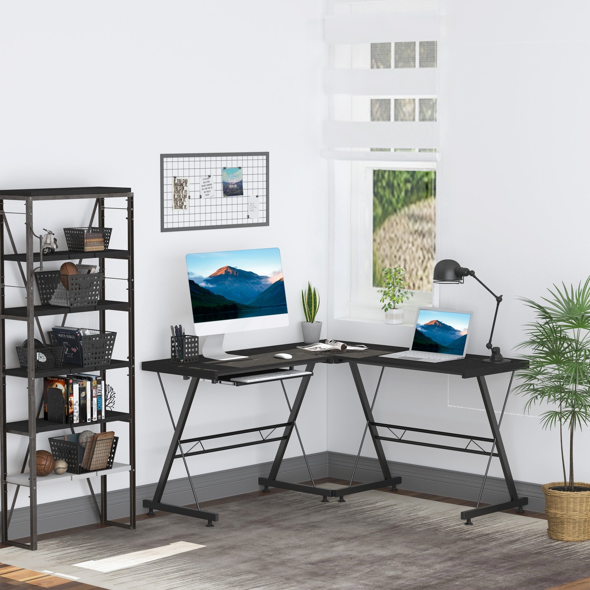HOMCOM Modern L-Shaped Computer Desk Corner Table Office Workstation