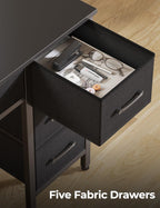 Computer Desk with Power Outlets & LED Light, 39 Inch Home Office Desk