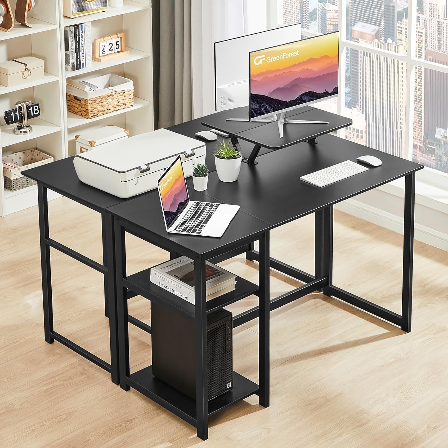 Computer Desk 39 Inch with Monitor Stand, Office Desk with Adjustable