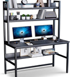 Black Computer Desk with Hutch and Bookshelf-0