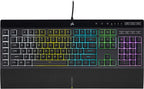 K55 RGB Pro-Dynamic RGB Backlighting - Six Macro Keys with Elgato Stream Deck Software Integration-Ip42 Dust and Spill Resistant-Detachable Palm Rest-Dedicated Media and Volume Keys, Black