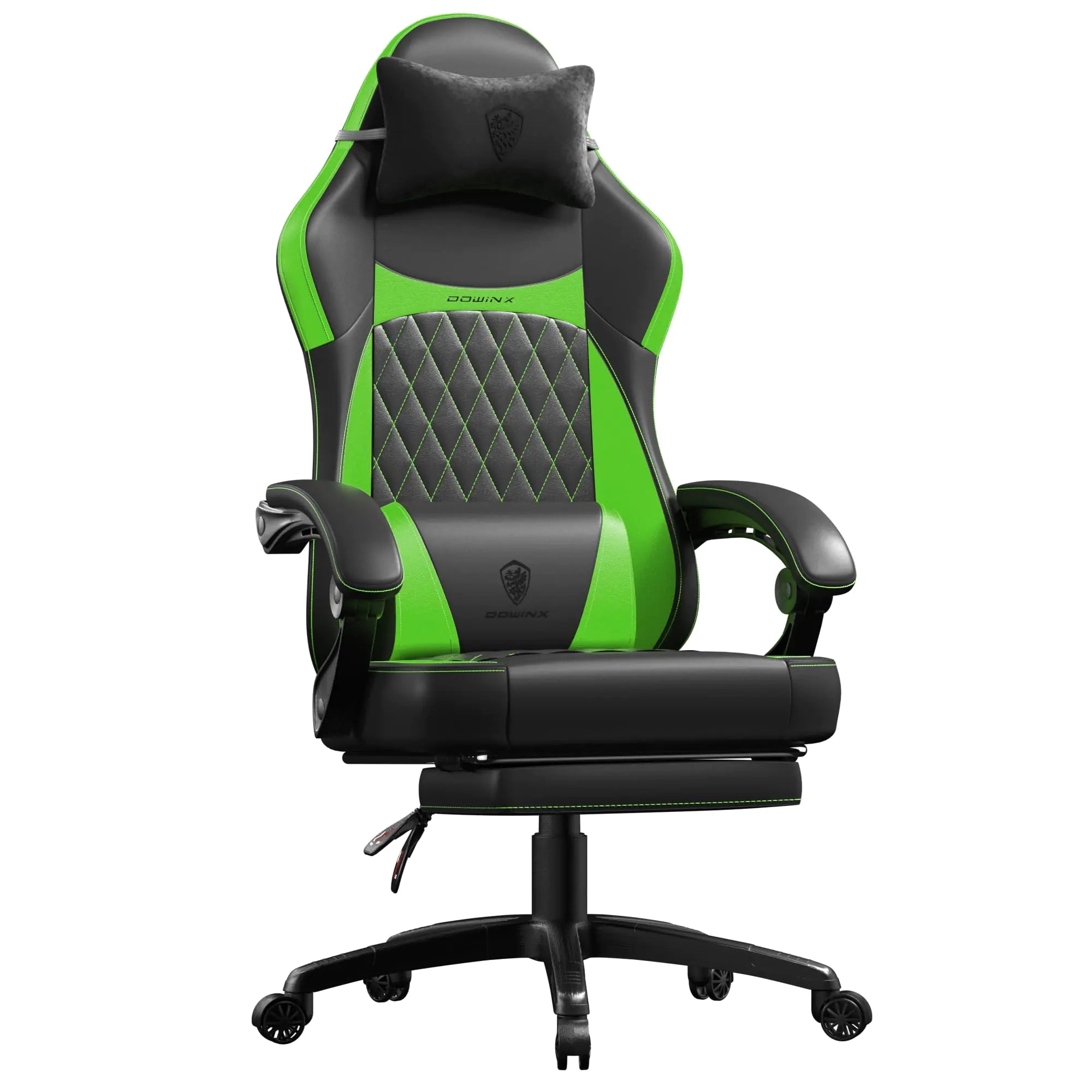 Dowinx Gaming Chair with Pocket Spring Cushion Ergonomic Computer Chair with Massage Lumbar and Footrest for Adults High Back Game Chair Leather for Office Gaming 300LBS Green New